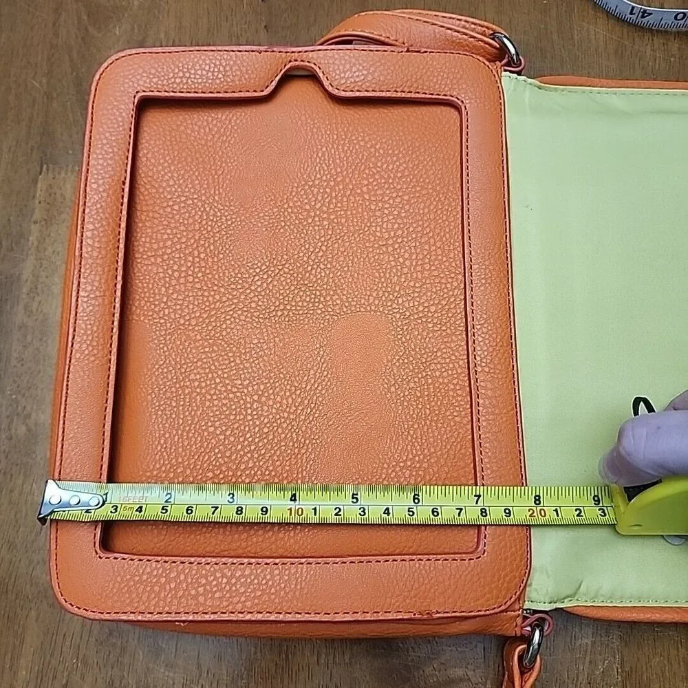 Kate Landry Handbag Purse Padded Tablet Pocket Orange Leather Bag‎